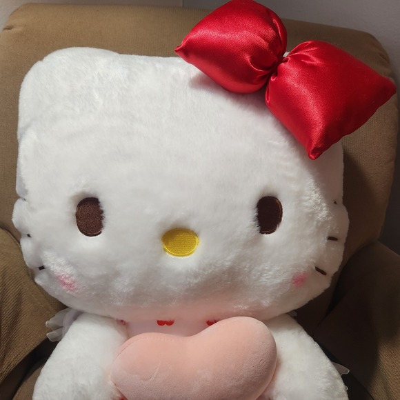 Hello Kitty Plush Red Hearts Dress Pink Heart Pillow Bow 19" Valentine's Day - Picture 5 of 15